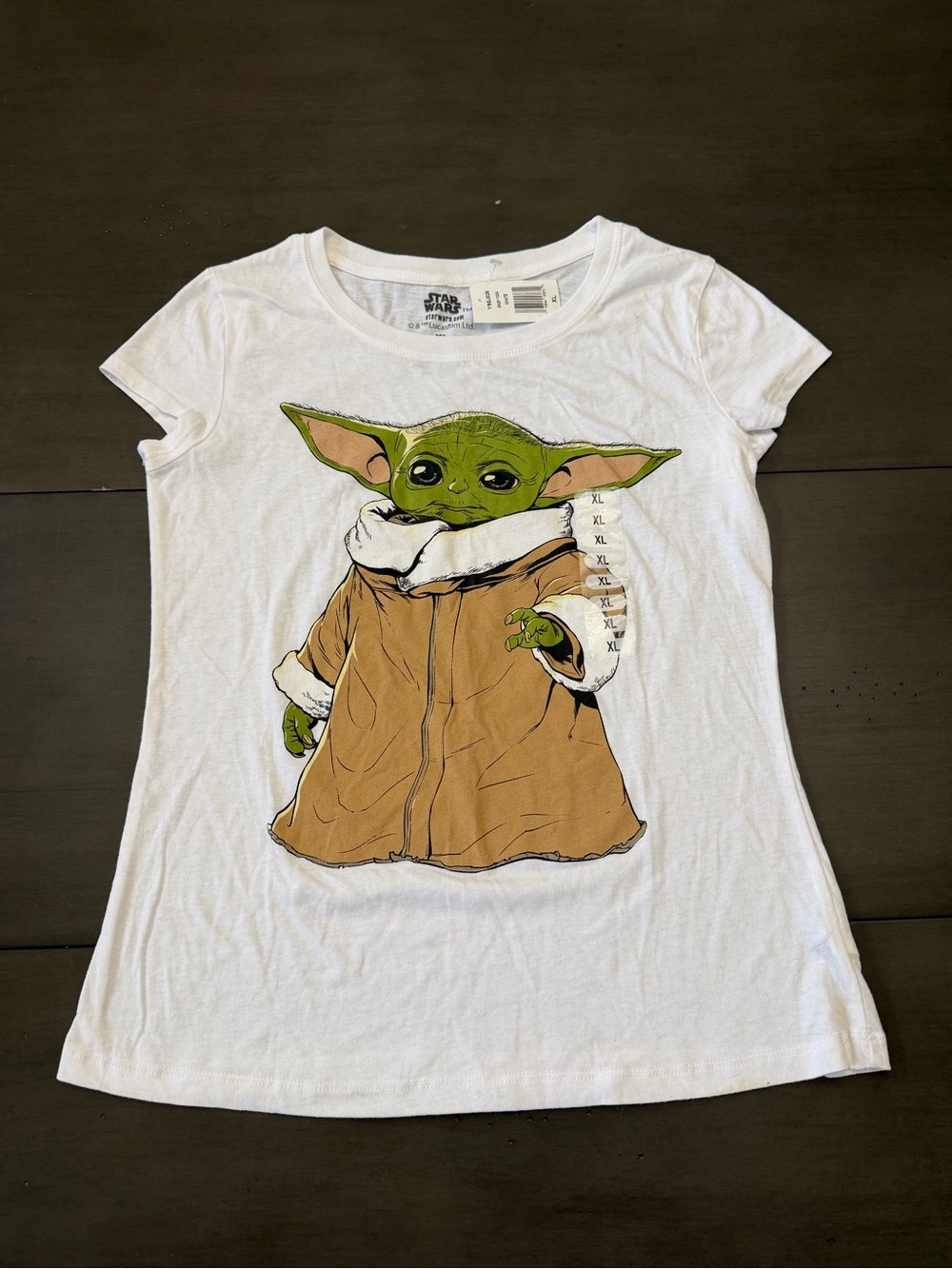 NWT Star Wars White Tee with Baby Yoda Graphic Size XL
